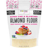 Wholesome Yum almond flour in a bowl showing ultra-fine grind for gluten-free baking