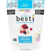 Wholesome Yum Besti powdered sugar substitute close-up showing sugar-like texture and no aftertaste.