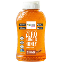 Wholesome Yum Cinnamon Zero Sugar Honey Substitute bottle, keto-friendly sweetness for toast