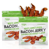 Wicked Cutz Applewood Smoked Bacon Jerky pack showcasing premium protein for on-the-go meals