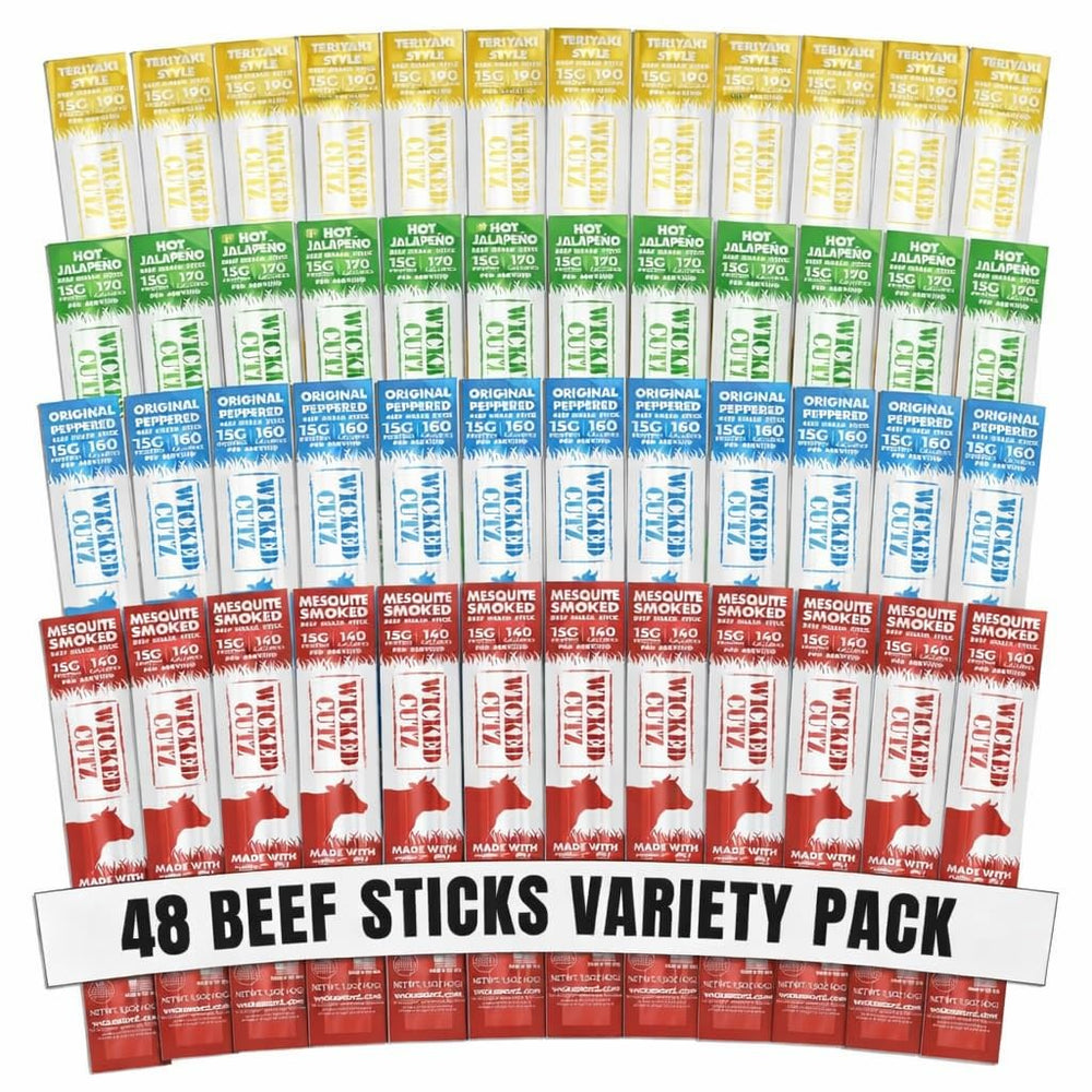 Wicked Cutz Mesquite Smoked beef sticks, bold flavor and protein on the go