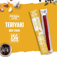 Wicked Cutz Teriyaki Beef Sticks USA-made quality with no MSG or nitrates