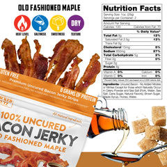 Close-up of tender Wicked Cutz maple bacon jerky texture.