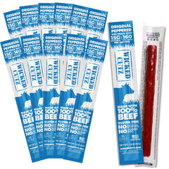 Wicked Cutz Original Peppered Beef Sticks close-up showing juicy texture for on-the-go protein