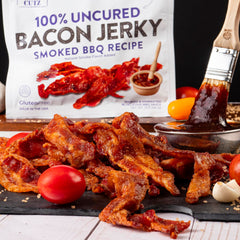 USA-made Wicked Cutz bacon jerky label emphasizing quality.