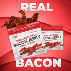 Wicked Cutz Sriracha Bacon Jerky glaze highlights heat and savor.