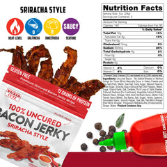 Wicked Cutz Sriracha Bacon Jerky close-up reveals tender, juicy bites.