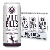 Wild Bill's Classic Root Beer bottle label highlighting authentic craft with cane sugar.