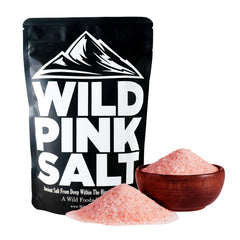 Wild Foods Pink Himalayan Salt bottle pour shows easy seasoning for meals