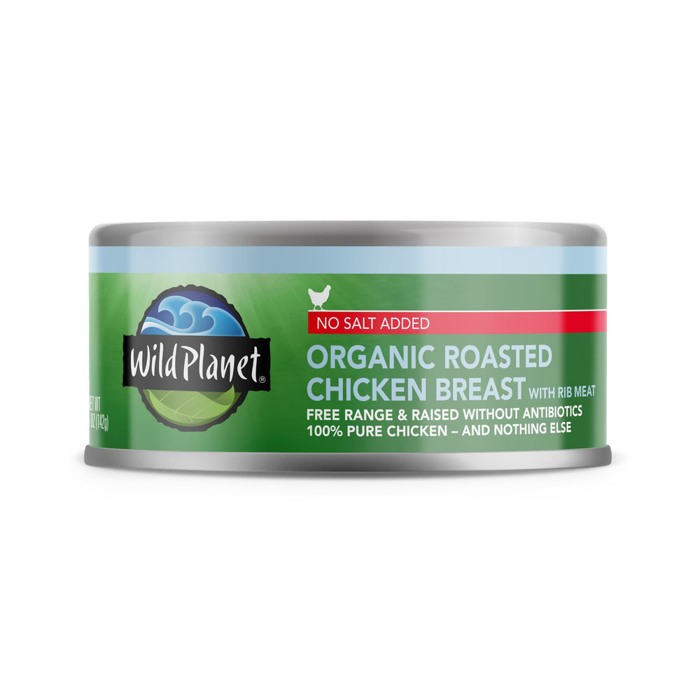 Wild Planet Organic Roasted Chicken Breast can with skinless boneless fillet ready to eat for quick meals