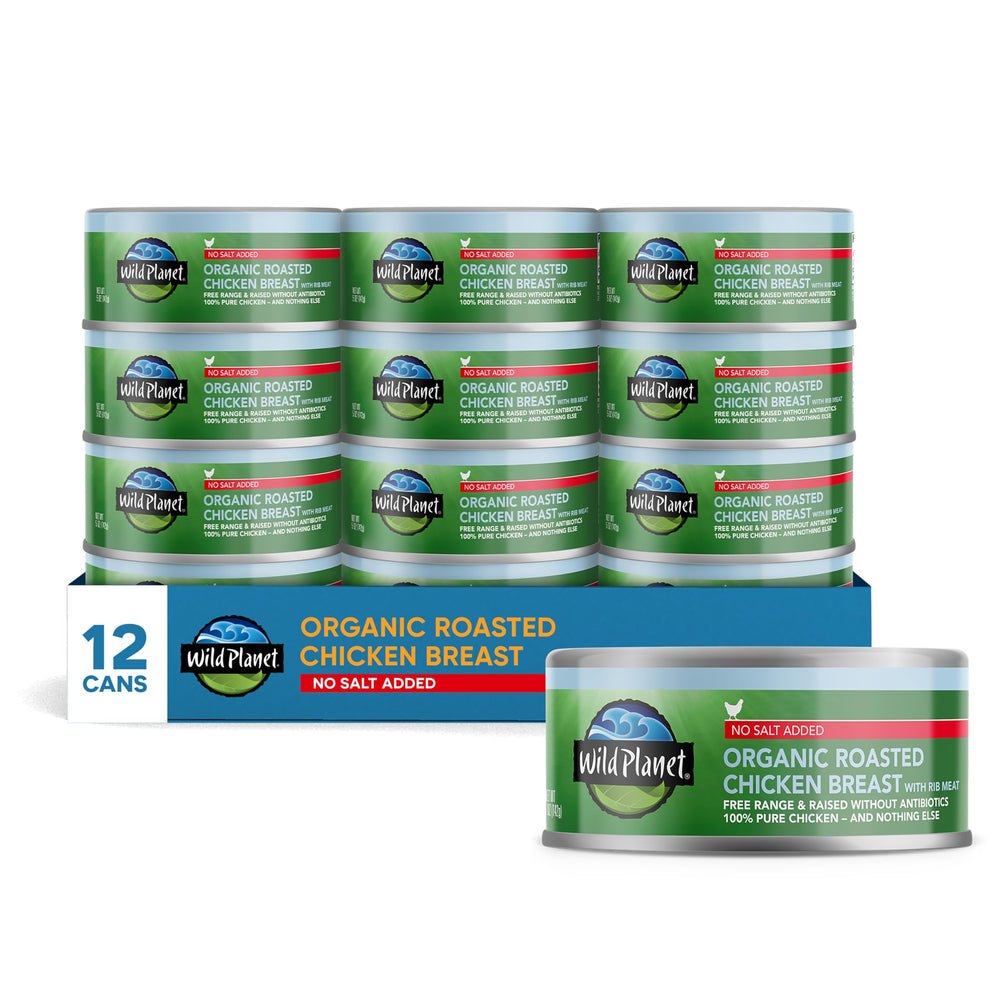 Wild Planet Roasted Chicken Breast in can offers rotisserie flavor for quick meals.