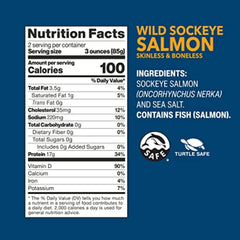 Wild Planet skinless boneless salmon flesh image, convenient ready-to-eat protein source