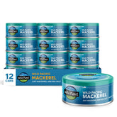Wild Planet Wild Pacific Mackerel saba can front view, protein-rich and ready to enjoy.