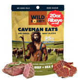 Wild Society Caveman Eats ribeye slices – grass-fed beef snack for on-the-go protein.