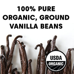 Wilderness Poets Organic Vanilla Powder with whole beans ground for baking.