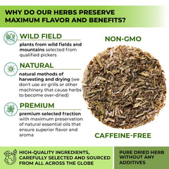 Wildfield Herbs Catnip Tea tea bags packaging highlighting freshness and quality.