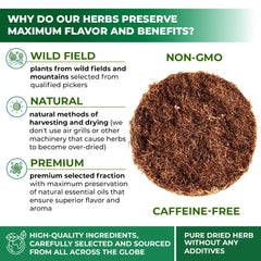 Wildfield Herbs cornsilk tea packaging emphasizes quality and origin