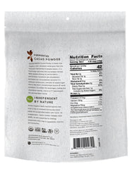 Close-up of Wildly Organic cacao powder texture highlighting rich flavor
