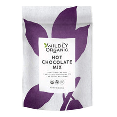 Wildly Organic hot chocolate in foil packaging preserves freshness and sustainability.