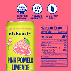 Wildwonder probiotic sparkling drink bottle supports daily gut balance and flavor.