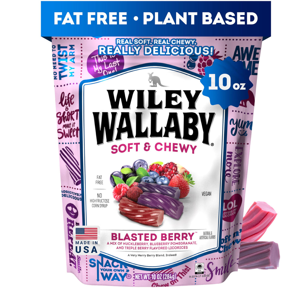 Wiley Wallaby blasted berry licorice bites offer soft, fruity flavor for snacking on the go