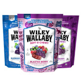Wiley Wallaby blueberry-pomegranate licorice chunks, soft and fruity for a satisfying treat.
