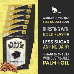 Wiley Wallaby six-pack display of gourmet licorice great for gifting or parties.