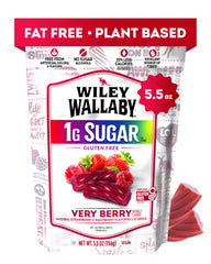 Wiley Wallaby Very Berry licorice twists pack, gluten-free snack with low sugar
