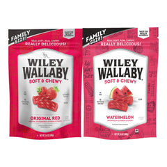 Wiley Wallaby Watermelon bag shows soft, chewy licorice for on-the-go snacking.