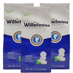Wilhelmina Mints 3-pack bags for on-the-go freshness.