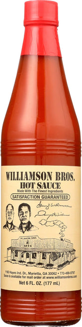 Williamson Bros. Hot Sauce bottle pour enhances bold flavor
