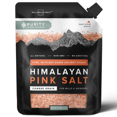 Willow & Everett Himalayan pink salt coarse-grain for grinder refills improves at-table seasoning.