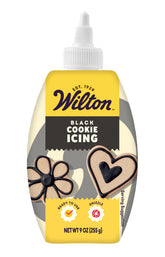 Wilton Black Cookie Icing bottle close-up for ready-to-use decorating