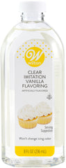 Wilton Clear Imitation Vanilla 8 oz bottle preserves icing color and enhances flavor for decorated cakes.