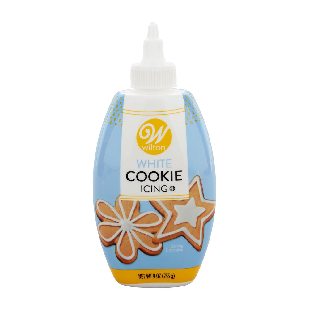 Wilton Cookie Icing bottle cap twist enables precise outlining on cookies.