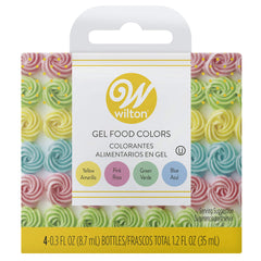 Wilton Gel Color Set pink bottle colors cake batter with vibrant result.