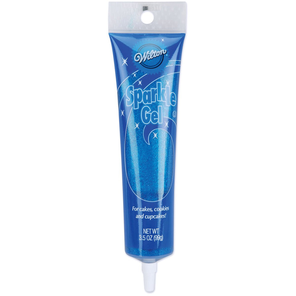 Wilton gel icing sparkle blue tube adds shimmering color to cookies
