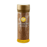 Wilton Gold Pearlized Sugar Sprinkles in a jar add a dazzling finish to cakes