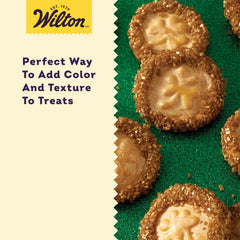 Wilton Gold Pearlized Sugar Sprinkles on cupcakes create luxe sparkle