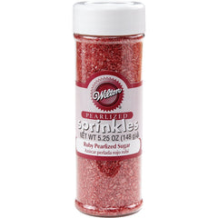 Wilton Ruby Red Pearlized Sugar bottle for elegant desserts and edible sparkle