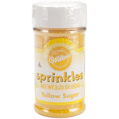 Wilton Sparkling Sugar yellow bottle close-up highlighting premium, easy-pour design.