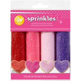 Wilton Valentine Sprinkles easy-pour for effortless decorating on cupcakes