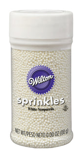 Wilton white nonpareils cake sprinkles for decorating cakes and cupcakes
