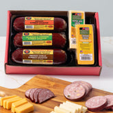 Wisconsin Cheese Company gift box unboxed, ideal for entertaining.