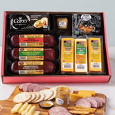 Wisconsin Cheese Company smoked sausage on a party board, perfect for sharing.