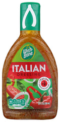 Wish-Bone Italian dressing bottle front, bold herb blend for salads