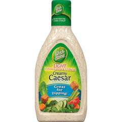 Wish-Bone Light Creamy Caesar bottle front shows Parmesan flavor ideal for salads