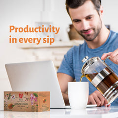 Open Wissotzky Almond Charm tea bags box for convenient daily ritual.