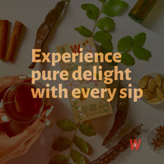 Brewing Wissotzky Almond Charm tea in a warm mug.