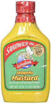 Woeber's Mustard Sandwich Pal Jalapeno jar and label, ideal for bold sandwiches